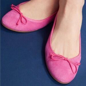 Elia B Stephania Ballet Flats Anthropologie Pink Suede Slip On Shoes